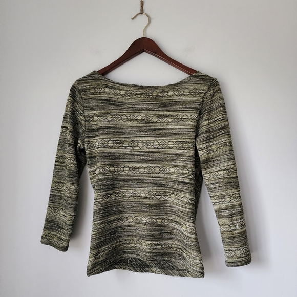 Y2K Mandee Crossover Surplice Top M Green Striped - Picture 7 of 9